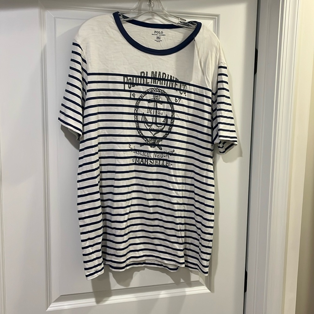 Polo Ralph Lauren Marsielle Marine Nautical T Shirt deck wash white Mens XXL